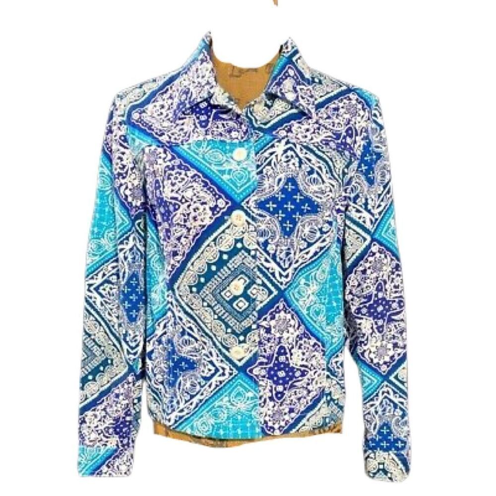 Coldwater Creek size Pl 100% cotton patchwork pockets jacket.